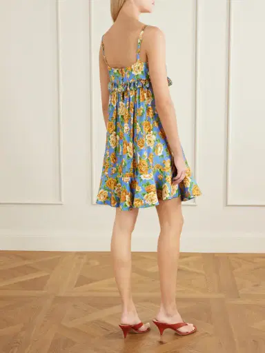 Rabanne Embellished Ruffled Floral-print Jersey Mini Dress | Thumbnail 3