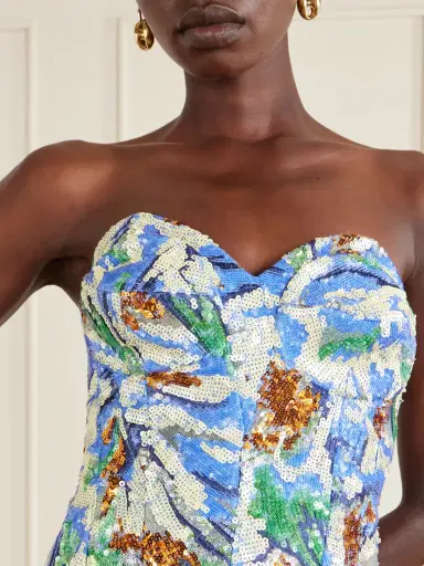 Rabanne Strapless Sequined Crepe Midi Dress | Thumbnail 4 Rabanne Strapless Sequined Crepe Midi Dress | Thumbnail 4