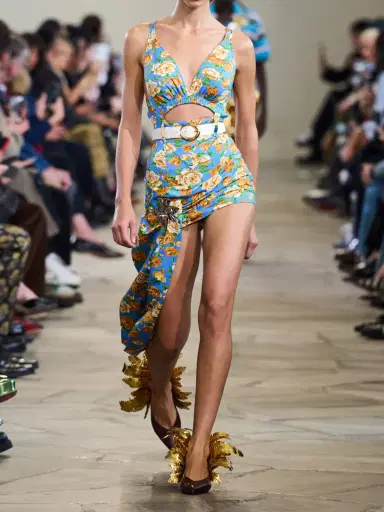 Rabanne Tie-detailed Cutout Floral-print Stretch-jersey Playsuit | Thumbnail 6