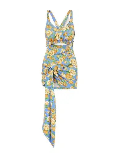 Rabanne Tie-detailed Cutout Floral-print Stretch-jersey Playsuit | Thumbnail 1