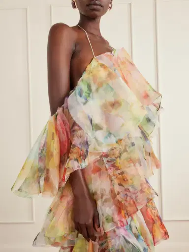Zimmermann Luna Tiered Ruffled Floral-print Chiffon Halterneck Midi Dress | Thumbnail 5