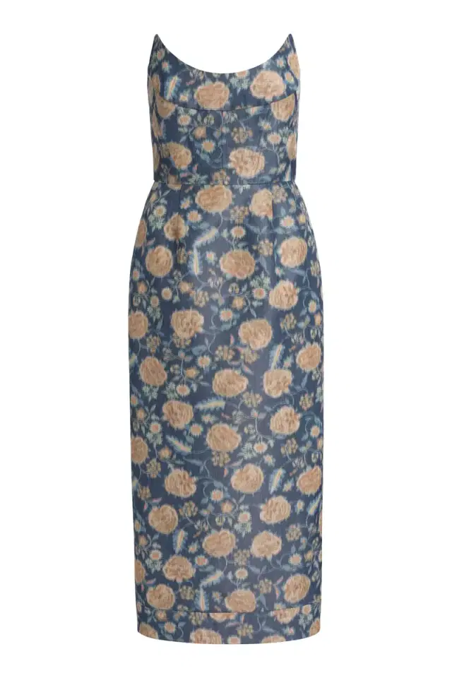 Cyprus Dusk Marigold Ikat Midi Dress