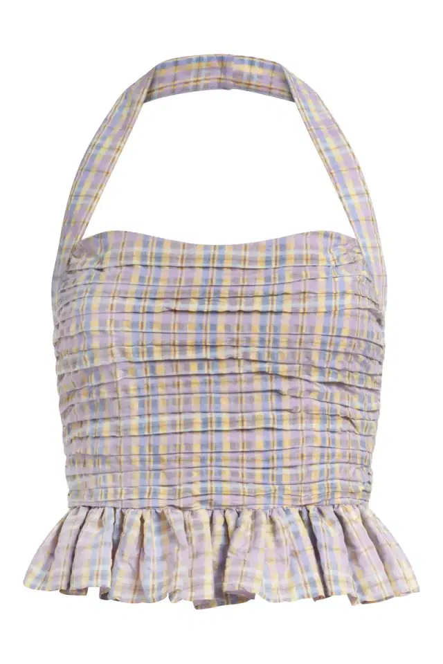Markarian Kit Pastel Plaid Halter Top