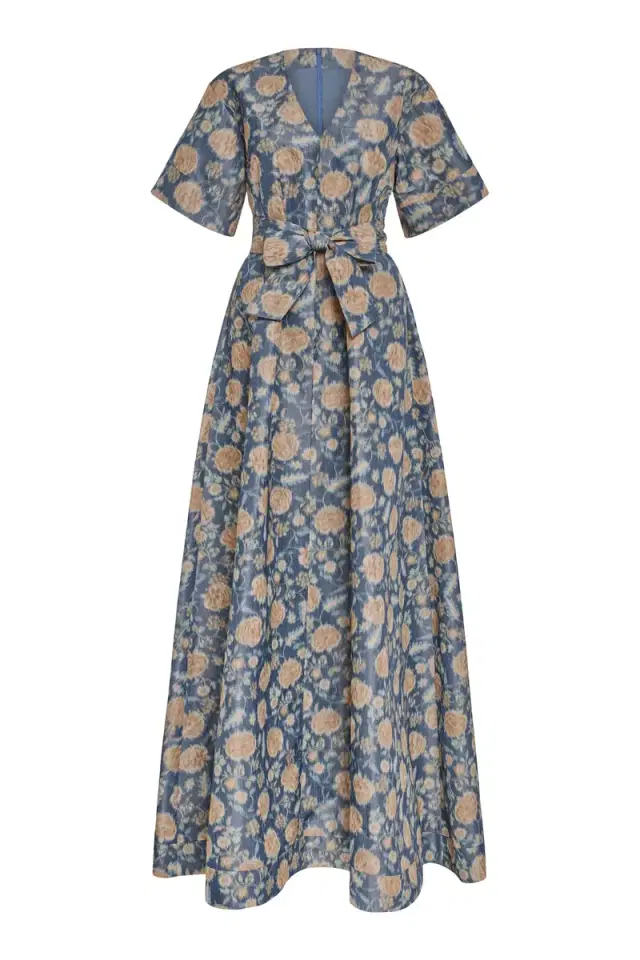 Margaretta Dusk Marigold Ikat Gown