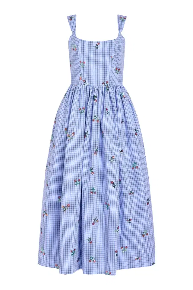 Nara Sequin Embroidery Midi Dress