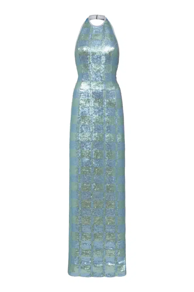 Nerine Gingham Sequin Gown