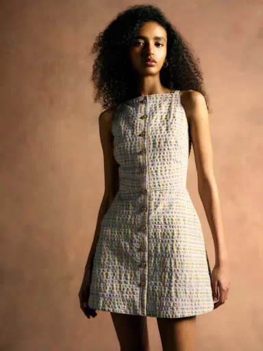Markarian Skye Pastel Plaid Button Up Mini Dress | Thumbnail 7 Markarian Skye Pastel Plaid Button Up Mini Dress | Thumbnail 7