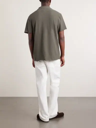 James Perse Open-Collar Cotton-Jersey Polo Shirt | Thumbnail 4