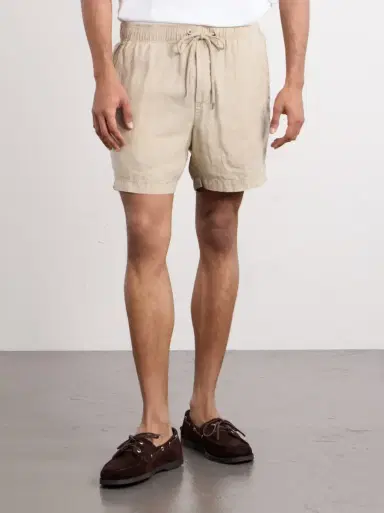James Perse Straight-Leg Garment-Dyed Linen Drawstring Shorts | Thumbnail 3