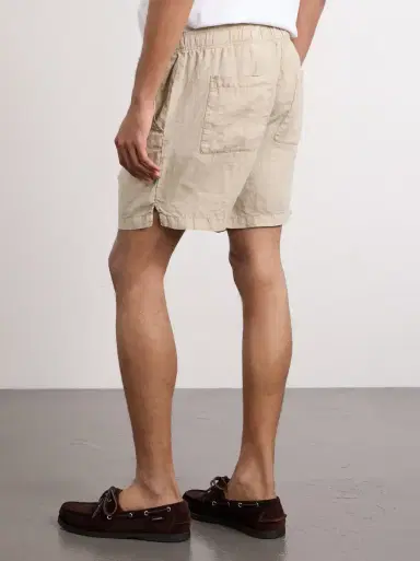 James Perse Straight-Leg Garment-Dyed Linen Drawstring Shorts | Thumbnail 4