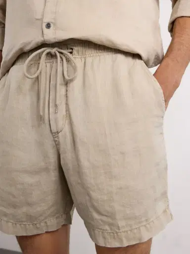 James Perse Straight-Leg Garment-Dyed Linen Drawstring Shorts | Thumbnail 5