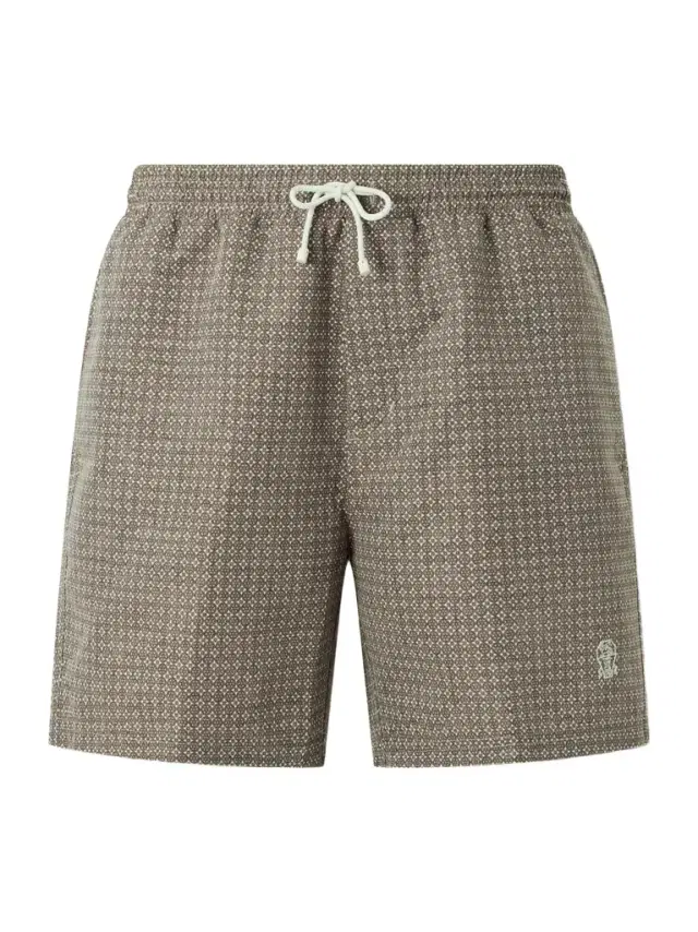 Straight-Leg Mid-Length Printed Swim Shorts