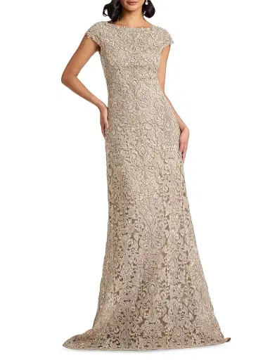 Tadashi Shoji Women's Hoyt Lotus Embroidered Tulle Gown - Pumice - Size 20 | Thumbnail 2