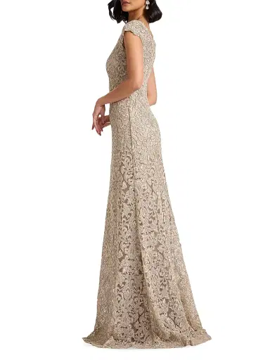 Tadashi Shoji Women's Hoyt Lotus Embroidered Tulle Gown - Pumice - Size 20 | Thumbnail 3