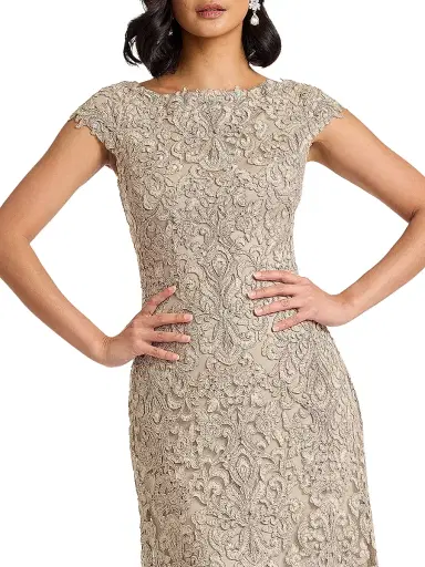 Tadashi Shoji Women's Hoyt Lotus Embroidered Tulle Gown - Pumice - Size 20 | Thumbnail 5