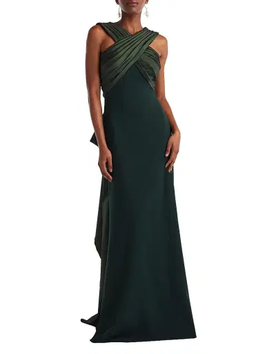 Tadashi Shoji Women's Caro Cascading Halter Gown | Thumbnail 2 Tadashi Shoji Women's Caro Cascading Halter Gown | Thumbnail 2
