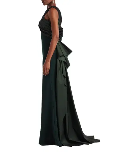 Tadashi Shoji Women's Caro Cascading Halter Gown | Thumbnail 3 Tadashi Shoji Women's Caro Cascading Halter Gown | Thumbnail 3