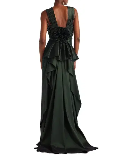 Tadashi Shoji Women's Caro Cascading Halter Gown | Thumbnail 4 Tadashi Shoji Women's Caro Cascading Halter Gown | Thumbnail 4