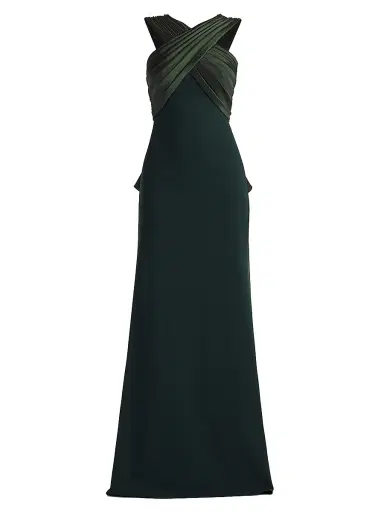 Tadashi Shoji Women's Caro Cascading Halter Gown | Thumbnail 1 Tadashi Shoji Women's Caro Cascading Halter Gown | Thumbnail 1