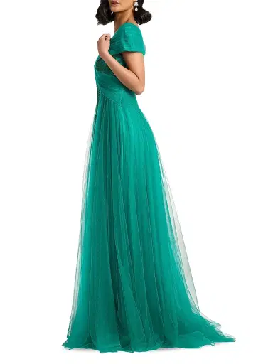 Tadashi Shoji Women's Parello Lotus-Embroidered Tulle Gown - Emerald - Size 16 | Thumbnail 3