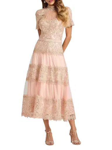 Tadashi Shoji Women's Stelly Lotus-Embroidered Tulle Cocktail Dress - Petal Gold - Size 16 | Thumbnail 2 Tadashi Shoji Women's Stelly Lotus-Embroidered Tulle Cocktail Dress - Petal Gold - Size 16 | Thumbnail 2