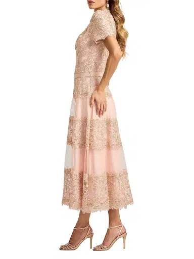 Tadashi Shoji Women's Stelly Lotus-Embroidered Tulle Cocktail Dress - Petal Gold - Size 16 | Thumbnail 3 Tadashi Shoji Women's Stelly Lotus-Embroidered Tulle Cocktail Dress - Petal Gold - Size 16 | Thumbnail 3