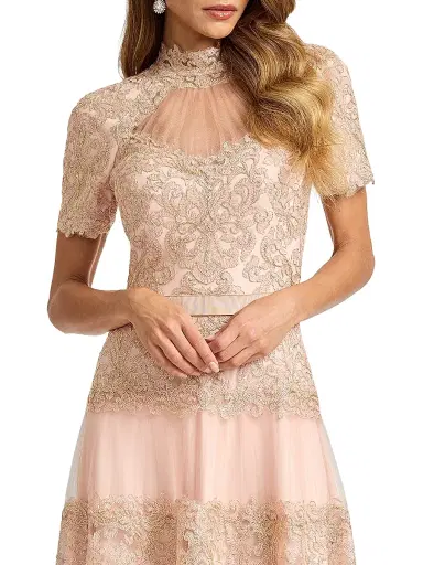 Tadashi Shoji Women's Stelly Lotus-Embroidered Tulle Cocktail Dress - Petal Gold - Size 16 | Thumbnail 5 Tadashi Shoji Women's Stelly Lotus-Embroidered Tulle Cocktail Dress - Petal Gold - Size 16 | Thumbnail 5