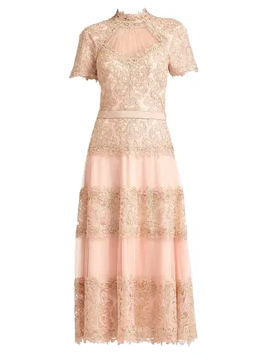 Tadashi Shoji Women's Stelly Lotus-Embroidered Tulle Cocktail Dress - Petal Gold - Size 16 | Thumbnail 1 Tadashi Shoji Women's Stelly Lotus-Embroidered Tulle Cocktail Dress - Petal Gold - Size 16 | Thumbnail 1