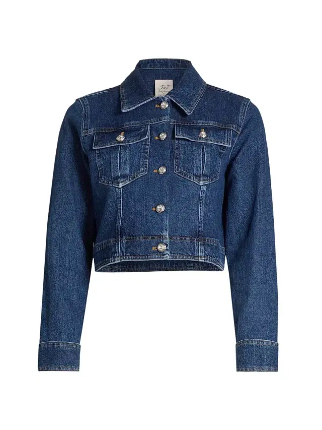 Cinq à Sept Women's Lexie Denim Crop Jacket - Blue Crush Ultramarine