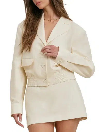 Favorite Daughter Women's The Farrah Cotton Notch Lapel Jacket - Cream - Size XL | Thumbnail 4 Favorite Daughter Women's The Farrah Cotton Notch Lapel Jacket - Cream - Size XL | Thumbnail 4