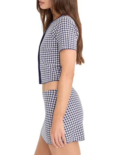 GOOD AMERICAN Women's The Keepsake Cardigan - Navy Gingham - Size XL | Thumbnail 4 GOOD AMERICAN Women's The Keepsake Cardigan - Navy Gingham - Size XL | Thumbnail 4