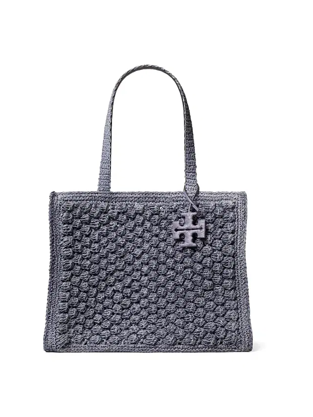 Women's Ella Hand-Crocheted Popcorn-Stitch Raffia Tote Bag - Gray
