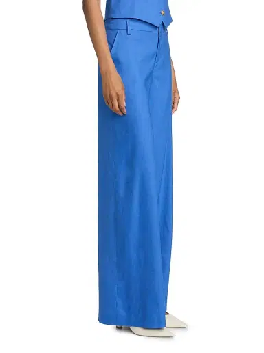 Alice + Olivia Women's Stu Linen-Blend Low-Rise Baggy Pants - Blue Iris - Size 12 | Thumbnail 4 Alice + Olivia Women's Stu Linen-Blend Low-Rise Baggy Pants - Blue Iris - Size 12 | Thumbnail 4