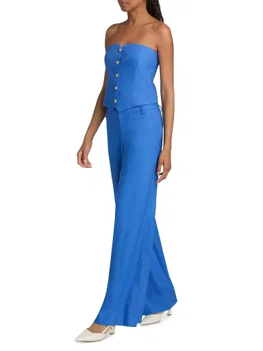 Alice + Olivia Women's Kelcey Strapless Linen-Blend Vest - Blue Iris - Size 12 | Thumbnail 2