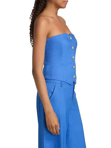 Alice + Olivia Women's Kelcey Strapless Linen-Blend Vest - Blue Iris - Size 12 | Thumbnail 4