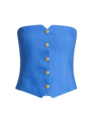 Alice + Olivia Women's Kelcey Strapless Linen-Blend Vest - Blue Iris - Size 12 | Thumbnail 1