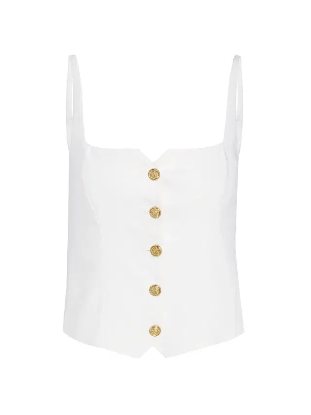 ALICE + OLIVIA Women's Kelcey Linen-Blend Button-Front Cami Top - Off White