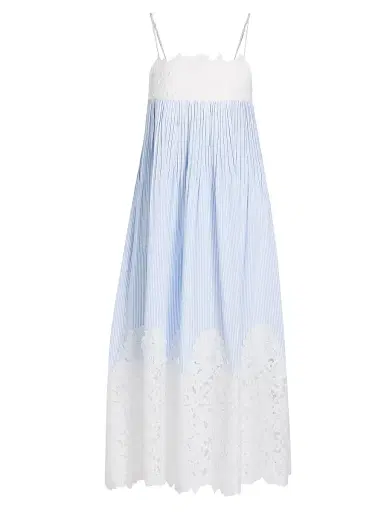 Generation Love Women's Juniper Lace-Trimmed Seersucker Midi-Dress - Light Blue White - Size Large | Thumbnail 1 Generation Love Women's Juniper Lace-Trimmed Seersucker Midi-Dress - Light Blue White - Size Large | Thumbnail 1
