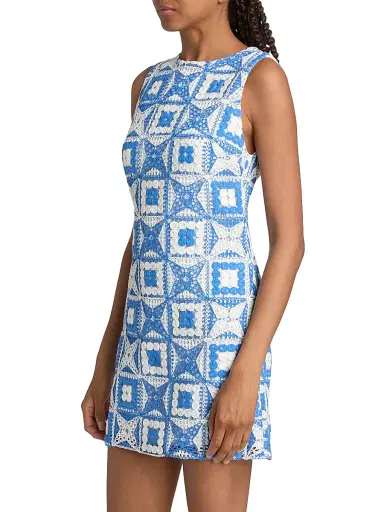 Alice + Olivia Women's Clyde Geometric Cotton-Blend Minidress - Blue Iris | Thumbnail 4