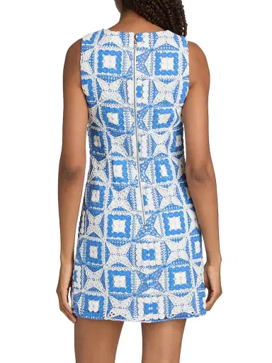 Alice + Olivia Women's Clyde Geometric Cotton-Blend Minidress - Blue Iris | Thumbnail 5