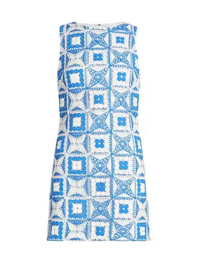 Alice + Olivia Women's Clyde Geometric Cotton-Blend Minidress - Blue Iris | Thumbnail 1
