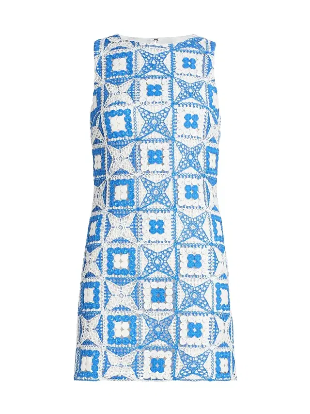 ALICE + OLIVIA Women's Clyde Geometric Cotton-Blend Minidress - Blue Iris