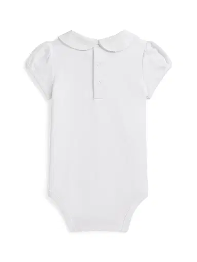 Polo Ralph Lauren Baby Girl's Embroidered-Collar Cotton Bodysuit - White 3 Months | Thumbnail 2