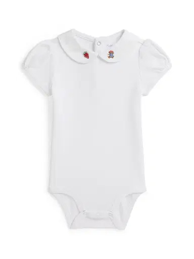 Polo Ralph Lauren Baby Girl's Embroidered-Collar Cotton Bodysuit - White 3 Months | Thumbnail 1