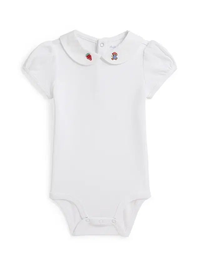 Baby Girl's Embroidered-Collar Cotton Bodysuit - White 3 Months