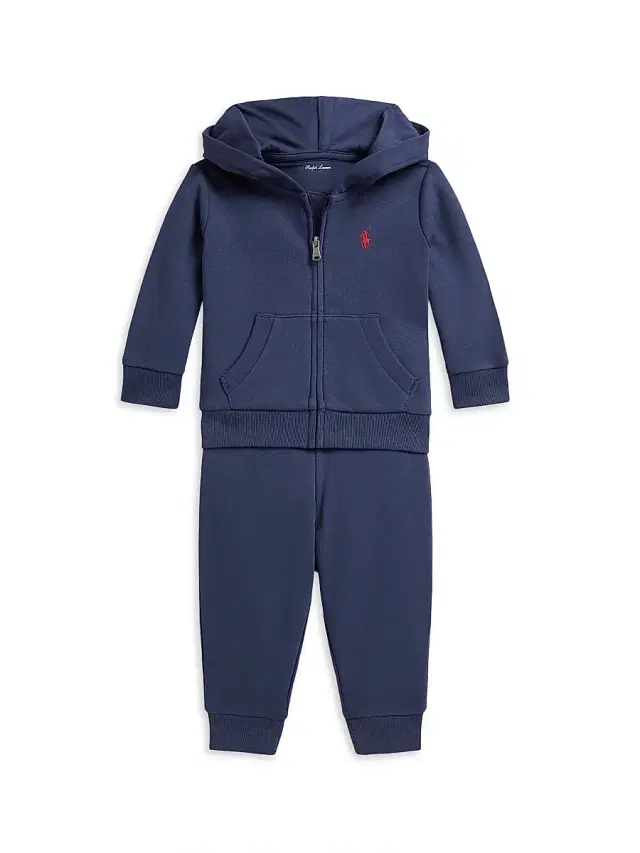 Baby Boy's French Terry Full-Zip Hoodie & Pants Set - Navy 6 Months