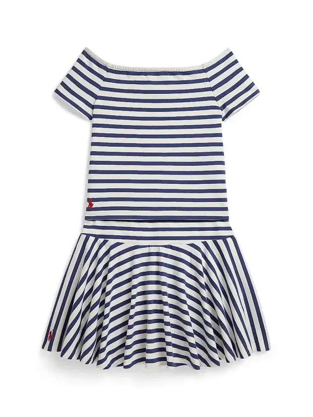 Polo Ralph Lauren Little Girl's & Girl's 2-Piece Striped Stretch-Cotton Top & Skort Set - Deckwash White