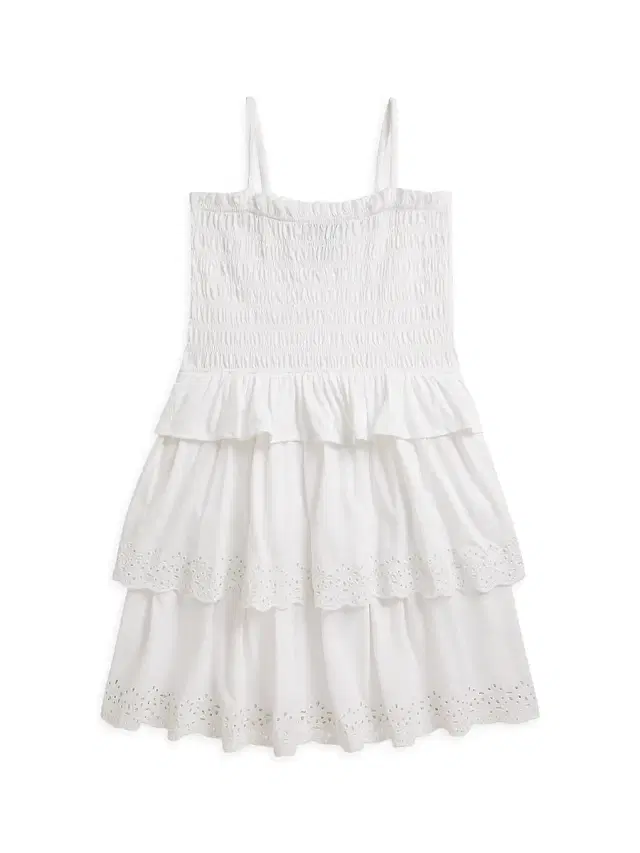 Little Girl's & Girl's Girl's Tiered Smocked Cotton Jersey Dress - White