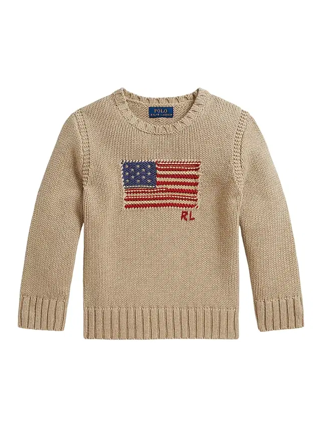 Polo Ralph Lauren Little Boy's & Boy's American Flag Sweater - Oatmeal Multi