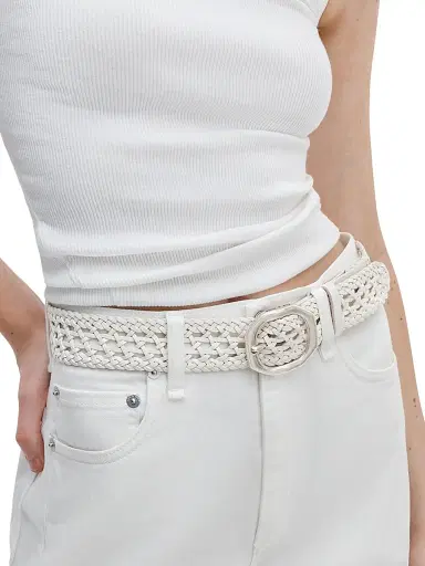 rag & bone Women's Audrey Woven Leather Belt - Antique White - Size Medium | Thumbnail 2 rag & bone Women's Audrey Woven Leather Belt - Antique White - Size Medium | Thumbnail 2